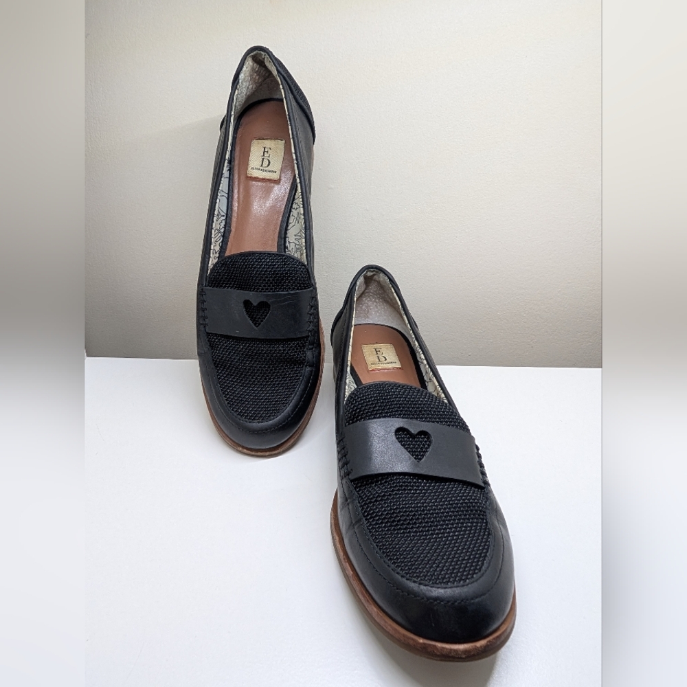 Ellen Degeneres Black Loafers with Heart Detail